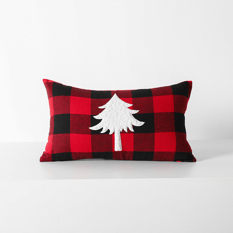KTX-712595 Christmas Red Black Plaid Embroidered Cushion Cover - Various Designs Available