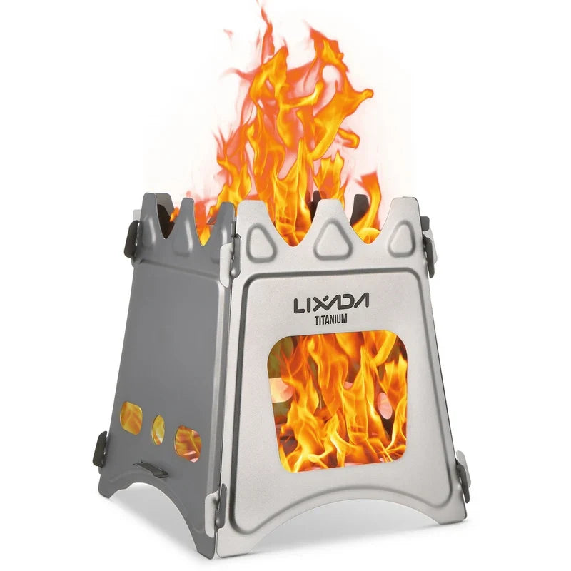 KTX-713299 Portable Titanium Camping Stove - Lightweight Folding Wood Burner for Outdoor Cooking