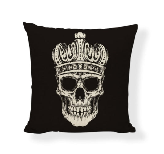 KTX-714771 Cartoon Skull Linen Pillow Cover - 45x45cm Cushion Cover