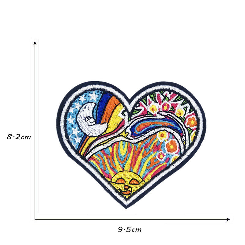 KTX-714771 Embroidered Polyester Fabric Sticker for Car Sun Love Decorations