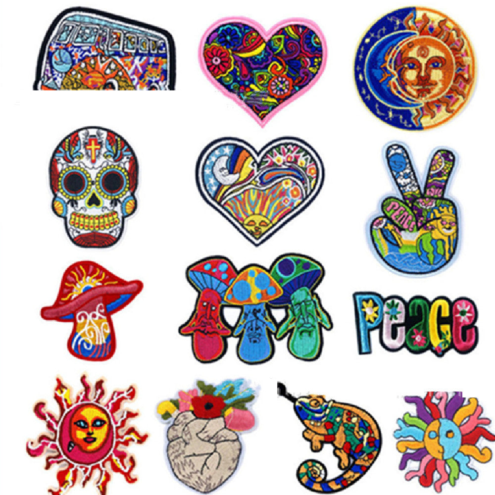 KTX-714771 Embroidered Polyester Fabric Sticker for Car Sun Love Decorations