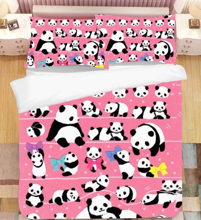 KTX-714771 Three-Piece Urban Stripe Cartoon Style Polyester Bedding Set