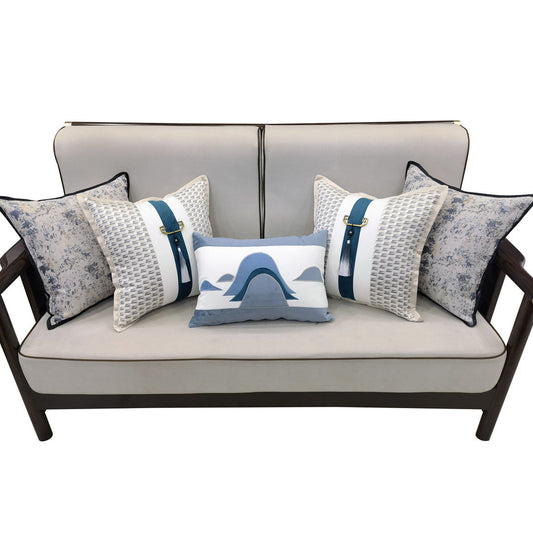 KTX-714899 New Chinese Modern Luxury Style Pillow - Blue 50x50cm & 35x50cm Options