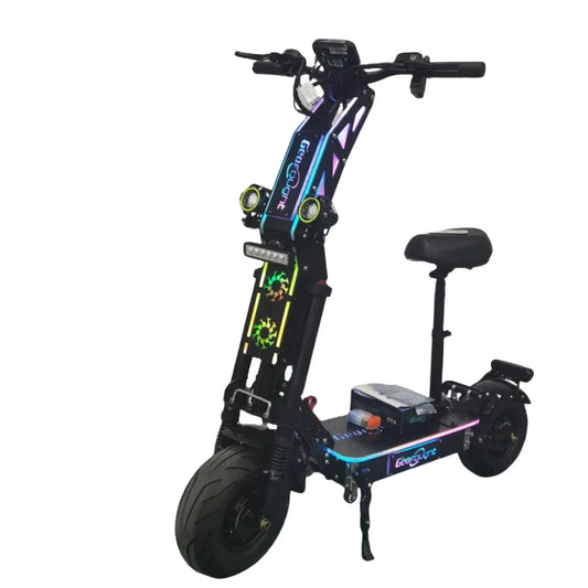 KTX-714963 Dual Motor Electric Scooter - 72V 10000W, 40Ah Battery, 120km Range, Waterproof with Colorful RGB Lights
