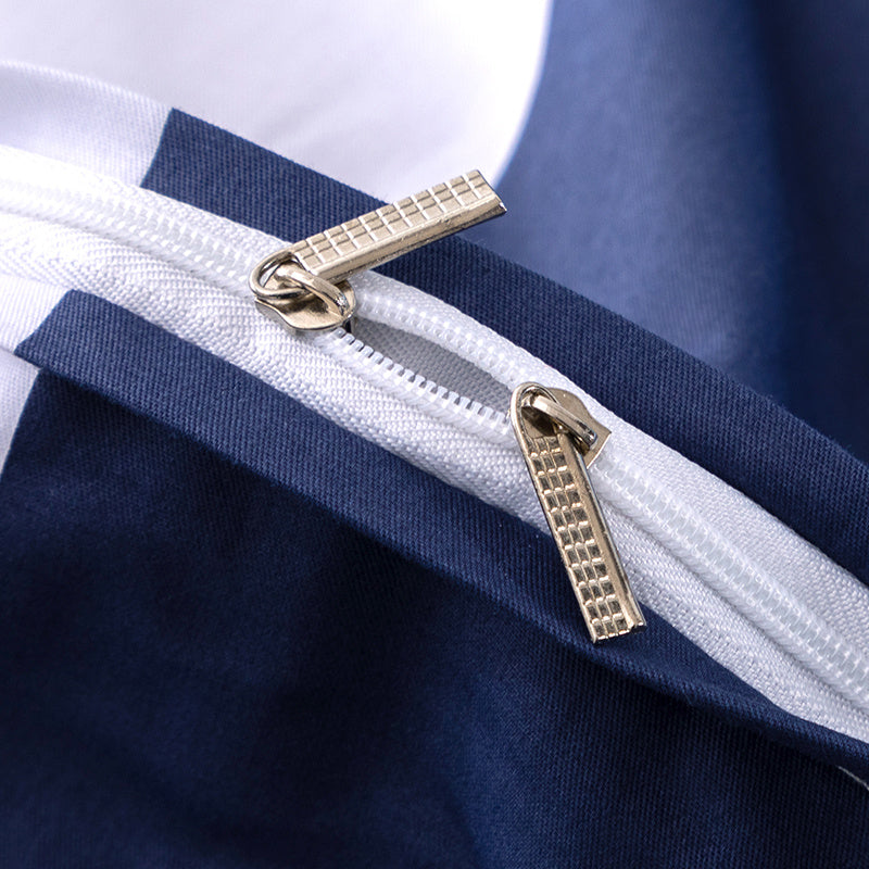 KTX-715091 Cotton Cartoon Four-Piece Bedding Set in Blue for Various Bed Sizes