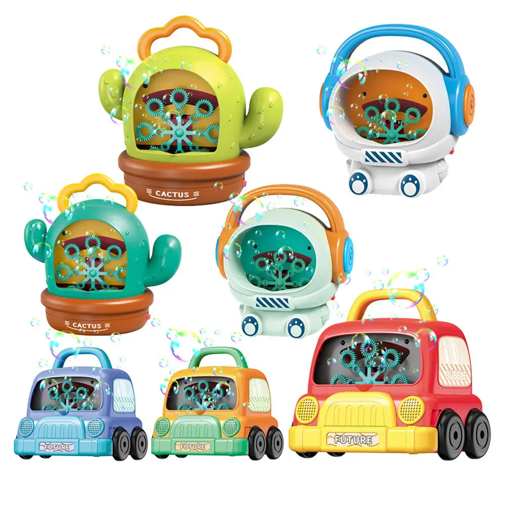 KTX-715923 Electric Cactus Bubble Machine with Music and Light for Kids – Portable Indoor and Outdoor Toy for All Ages