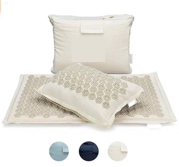 KTX-715923 Organic Linen Acupuncture Massage Cushion with Pillow and Bag - Relaxation and Restful Sleep Essentials