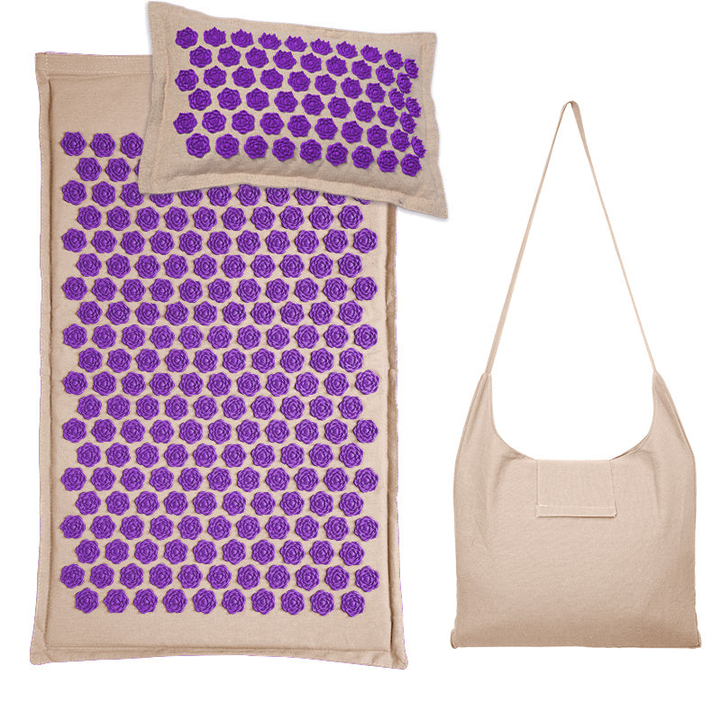 KTX-715923 Organic Linen Acupuncture Massage Cushion with Pillow and Bag - Relaxation and Restful Sleep Essentials