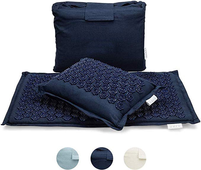 KTX-715923 Organic Linen Acupuncture Massage Cushion with Pillow and Bag - Relaxation and Restful Sleep Essentials