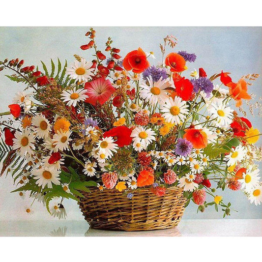 KTX-717075 Creative Color Flower Basket Digital Painting Set - DIY Canvas Art with Brush & Paint, 40x50cm Bouquet Design