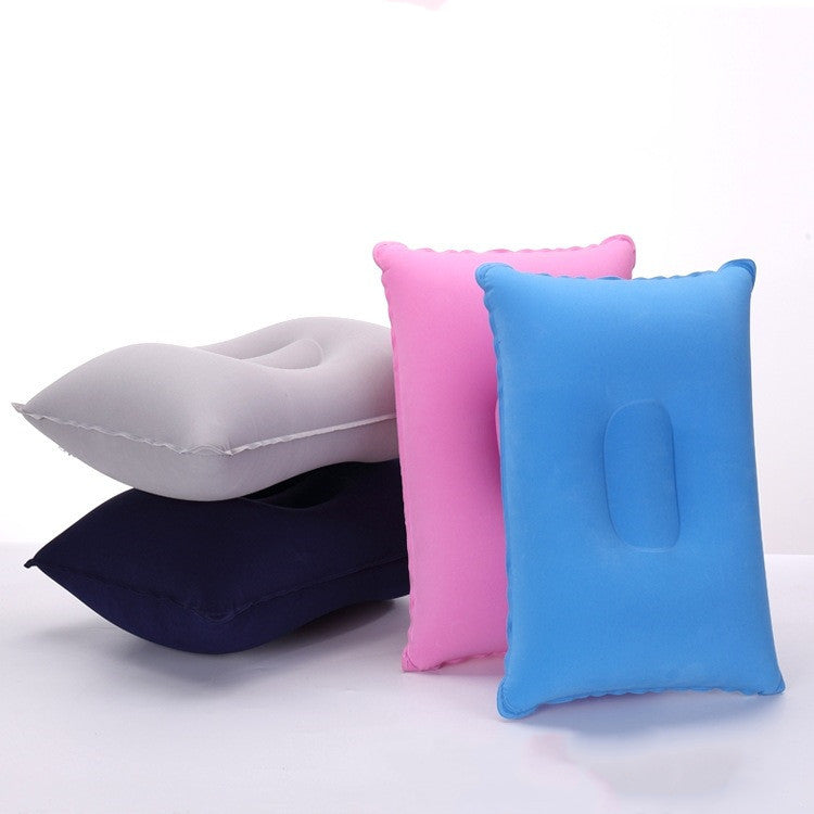 KTX-717075 Inflatable Travel Pillow with PVC Flocking Fabric - Various Colors Available