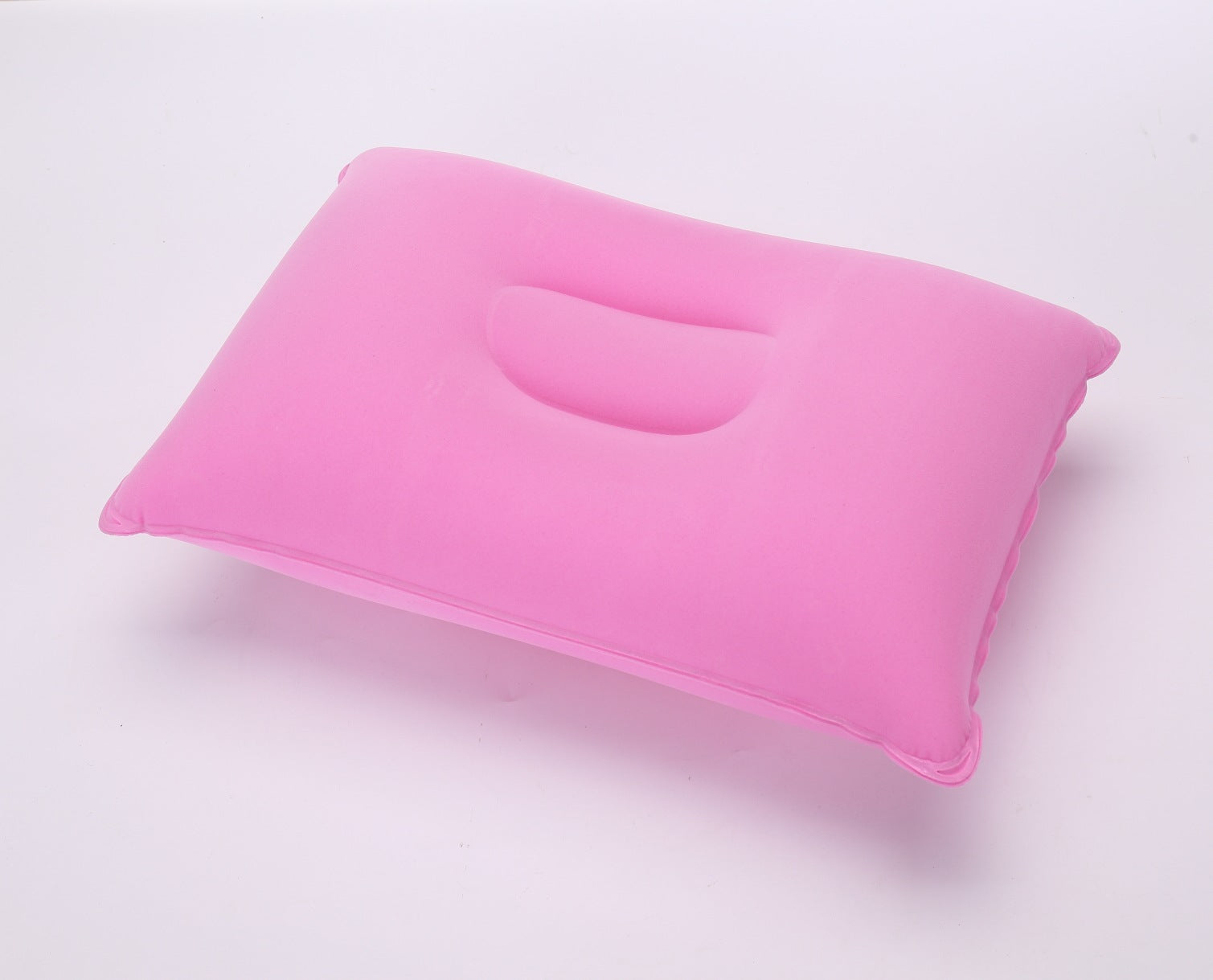 KTX-717075 Inflatable Travel Pillow with PVC Flocking Fabric - Various Colors Available
