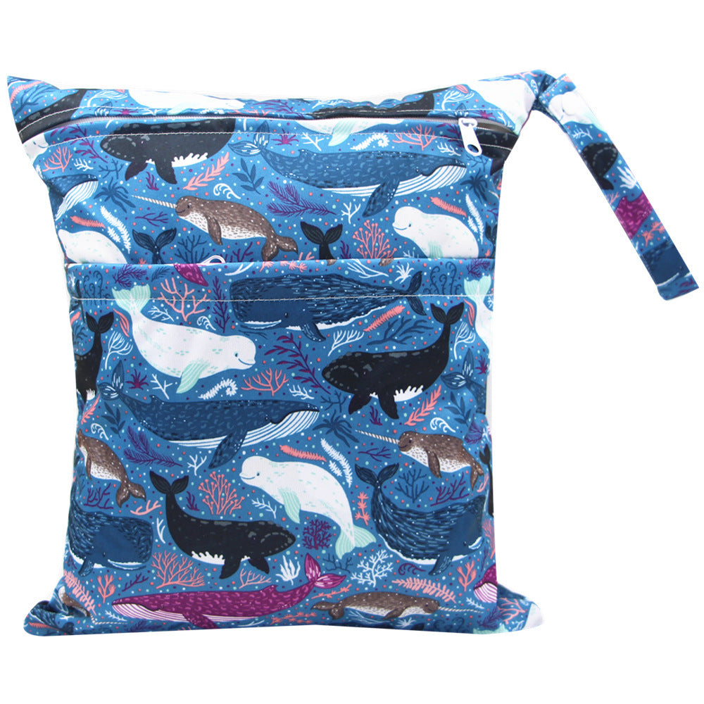 KTX-717075 Waterproof Diaper Storage Bag with Double Pockets – Versatile 30X36 Wet Bag for Baby Essentials