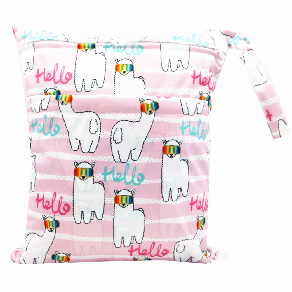 KTX-717075 Waterproof Diaper Storage Bag with Double Pockets – Versatile 30X36 Wet Bag for Baby Essentials