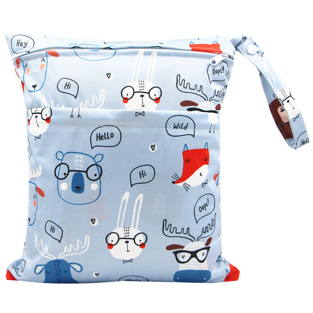 KTX-717075 Waterproof Diaper Storage Bag with Double Pockets – Versatile 30X36 Wet Bag for Baby Essentials