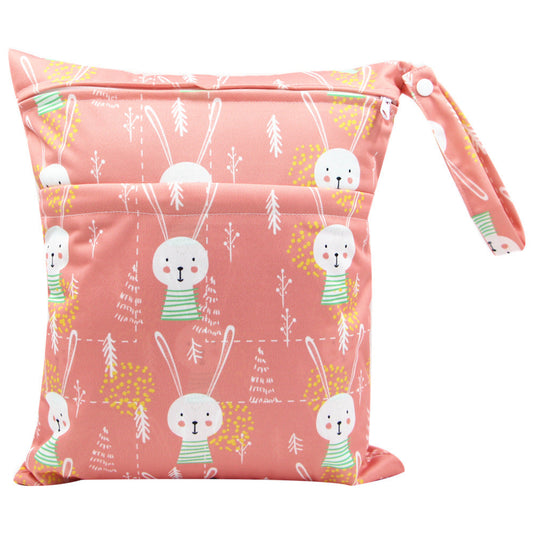 KTX-717075 Waterproof Diaper Storage Bag with Double Pockets – Versatile 30X36 Wet Bag for Baby Essentials