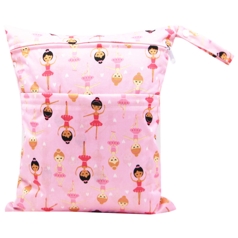 KTX-717075 Waterproof Diaper Storage Bag with Double Pockets – Versatile 30X36 Wet Bag for Baby Essentials