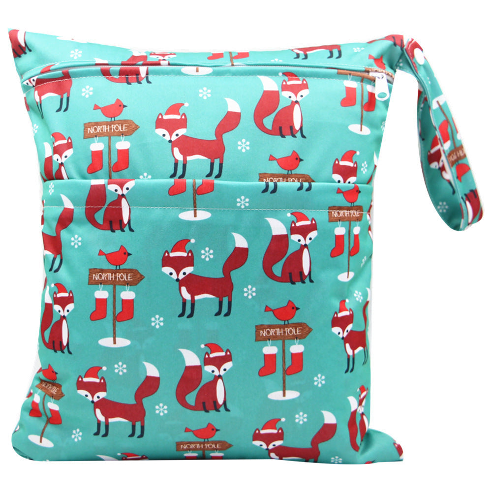 KTX-717075 Waterproof Diaper Storage Bag with Double Pockets – Versatile 30X36 Wet Bag for Baby Essentials