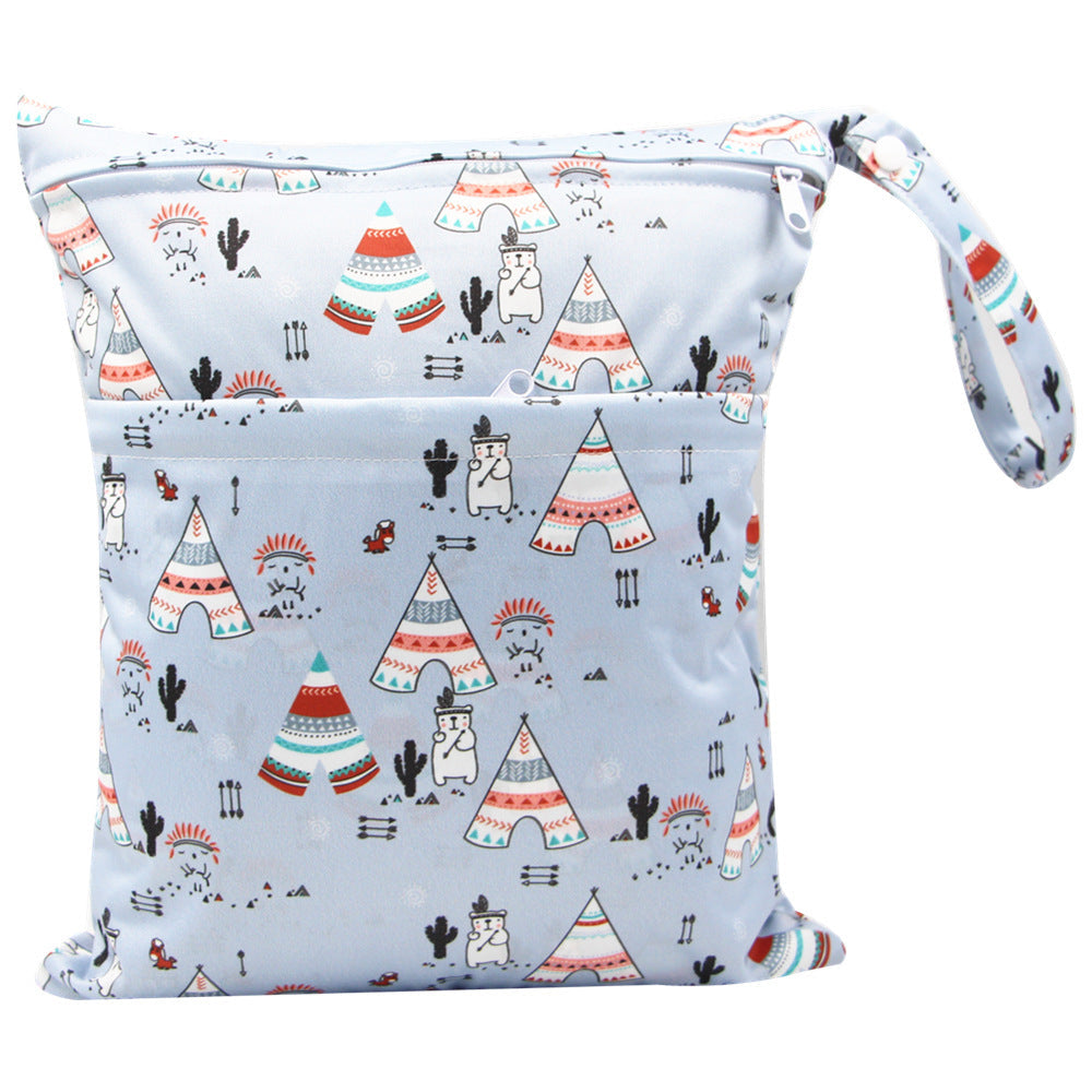 KTX-717075 Waterproof Diaper Storage Bag with Double Pockets – Versatile 30X36 Wet Bag for Baby Essentials