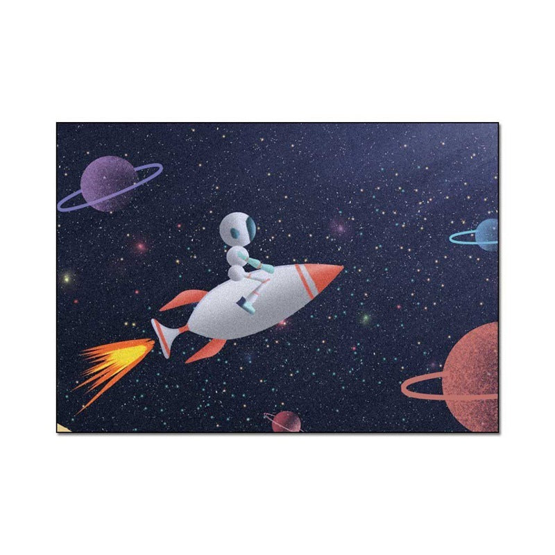 KTX-718227 Cute Cartoon Robot Area Rug - Soft Velvet Non-Slip Mat for Home and Hotel Use, Multiple Sizes Available