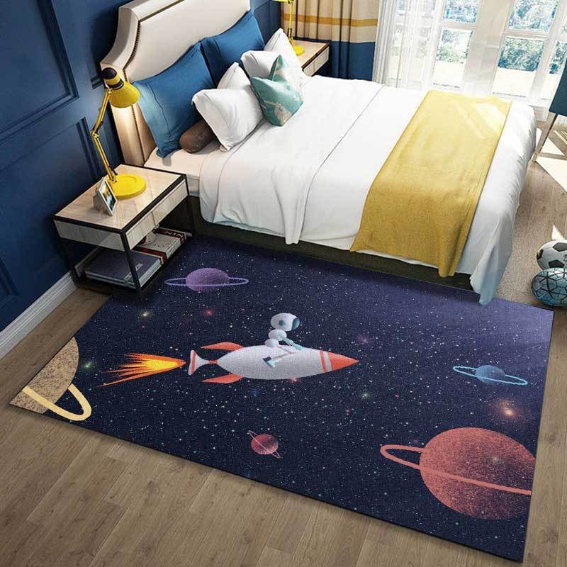 KTX-718227 Cute Cartoon Robot Area Rug - Soft Velvet Non-Slip Mat for Home and Hotel Use, Multiple Sizes Available