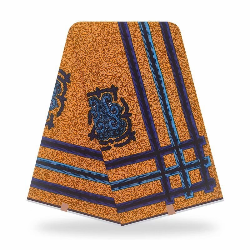 KTX-718227 Plant Print African Batik Cotton Wax Cloth - 100% Cotton, Lightweight, 115cm Wide