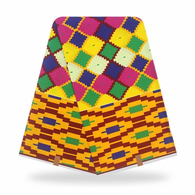 KTX-718227 Plant Print African Batik Cotton Wax Cloth - 100% Cotton, Lightweight, 115cm Wide