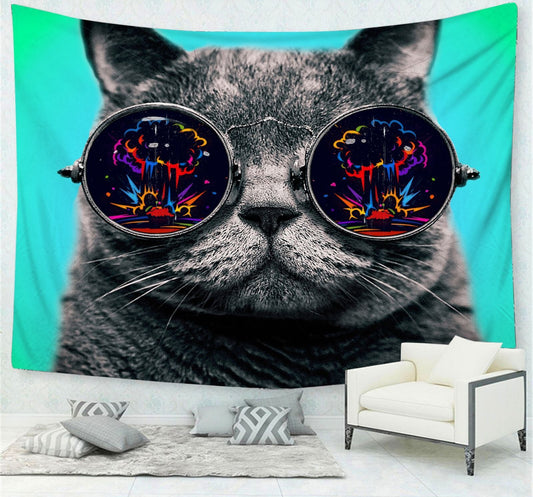 KTX-719251 Cat Tapestry for Home Decor - Versatile Wall Hanging for Indoor and Outdoor Use