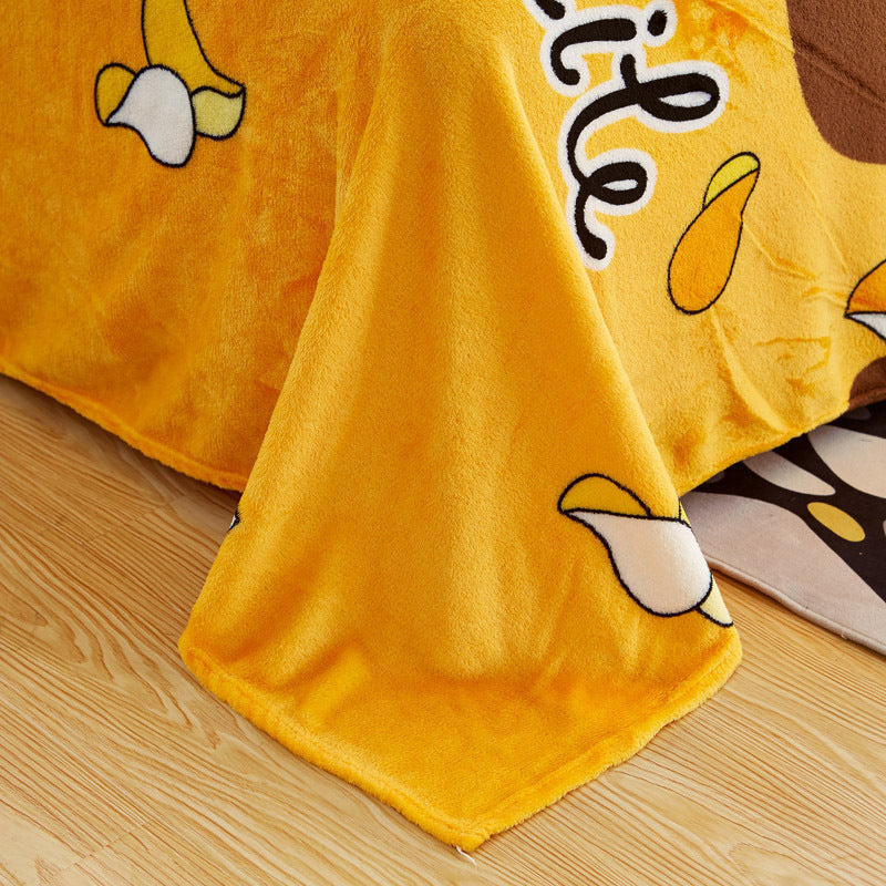 KTX-719699 Thickened Flannel 4-Piece Quilt Cover Set with Polyester Lining