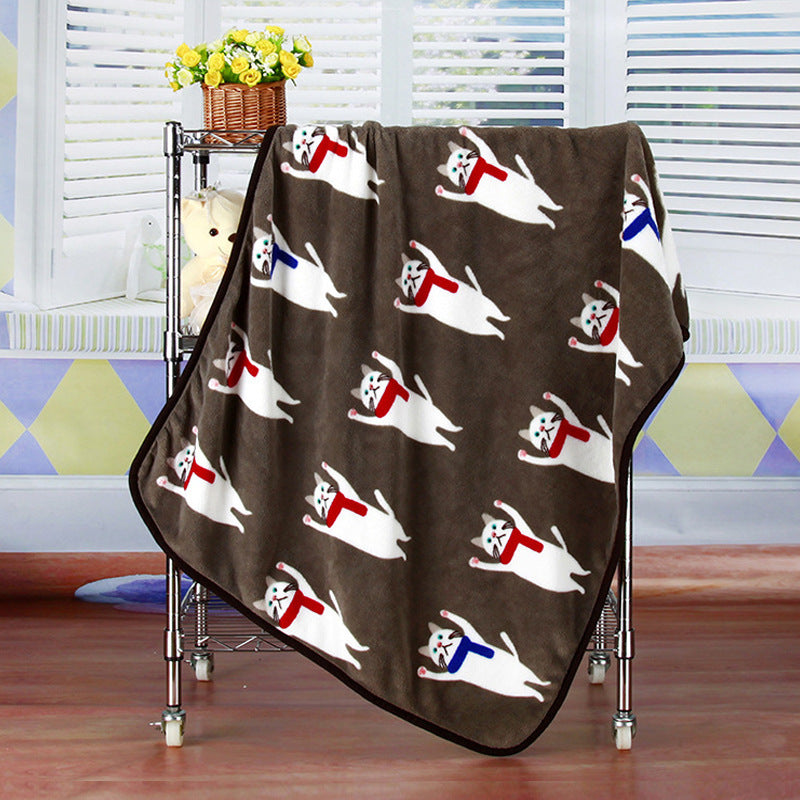 KTX-720019 Cozy Coral Fleece Cartoon Blanket for Babies and Office Use