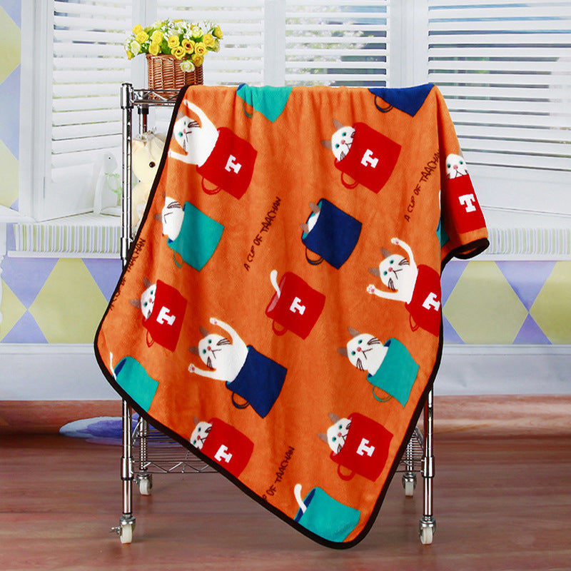 KTX-720019 Cozy Coral Fleece Cartoon Blanket for Babies and Office Use