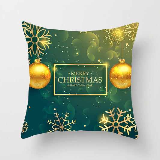 KTX-720595 Christmas-Themed Peach Skin Cushion Cover – 45x45cm Office Sofa Pillowcase