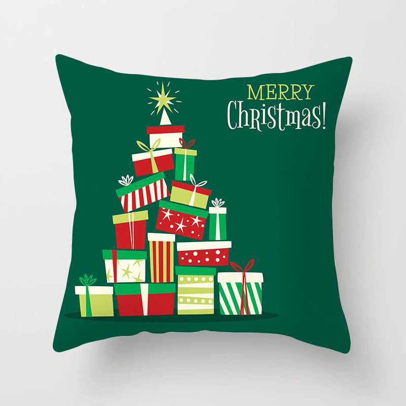 KTX-720595 Christmas-Themed Peach Skin Cushion Cover – 45x45cm Office Sofa Pillowcase