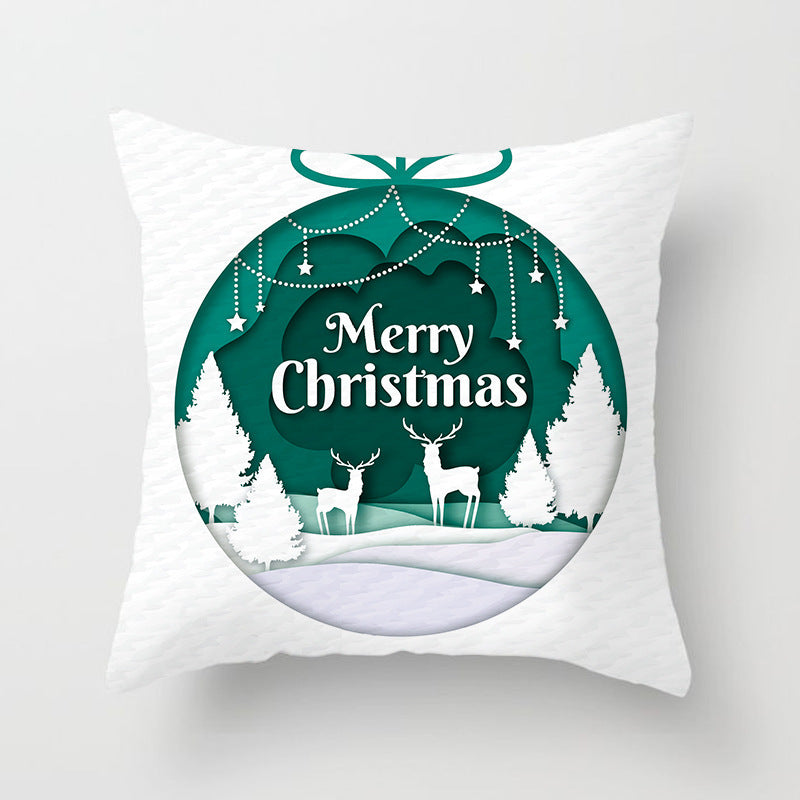 KTX-720595 Christmas-Themed Peach Skin Cushion Cover – 45x45cm Office Sofa Pillowcase