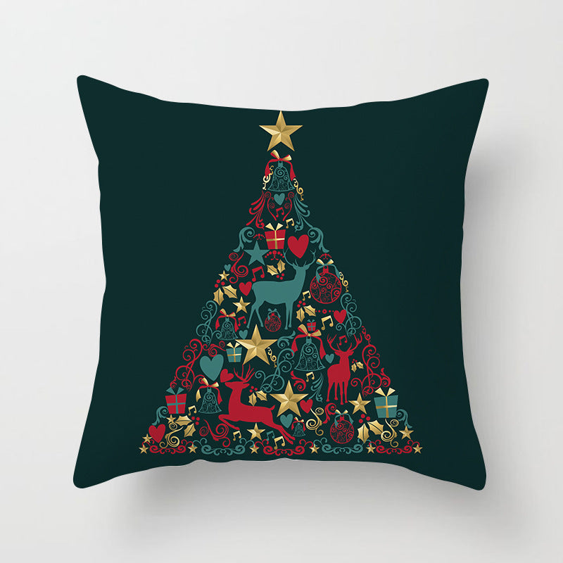 KTX-720595 Christmas-Themed Peach Skin Cushion Cover – 45x45cm Office Sofa Pillowcase