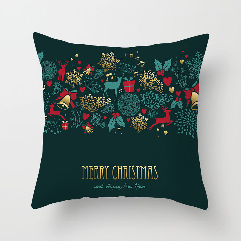 KTX-720595 Christmas-Themed Peach Skin Cushion Cover – 45x45cm Office Sofa Pillowcase