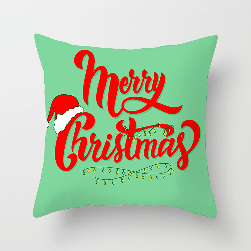 KTX-720595 Christmas-Themed Peach Skin Cushion Cover – 45x45cm Office Sofa Pillowcase