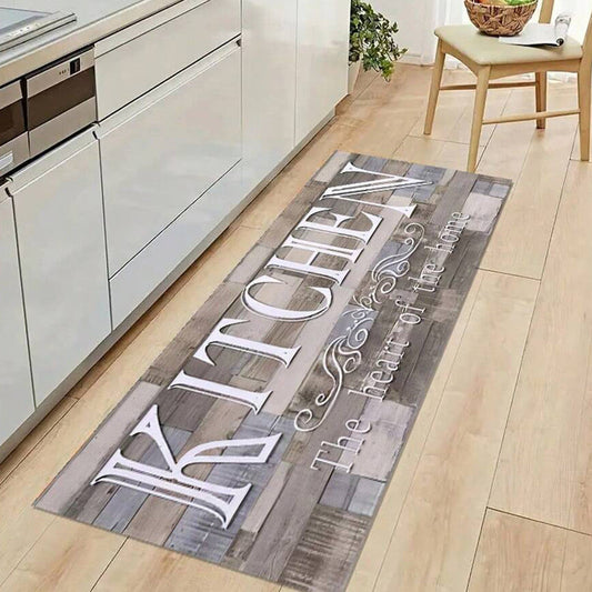 KTX-721747 Gray Wood Grain Kitchen Door Mat - Modern Polyester Fiber Floor Mat in Various Sizes for Stylish Home Decor