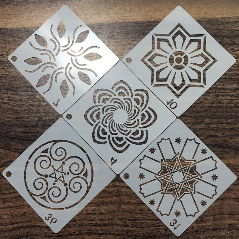 KTX-723923 36 Milky White Hollow Mandala Painting Template for DIY Wall Art