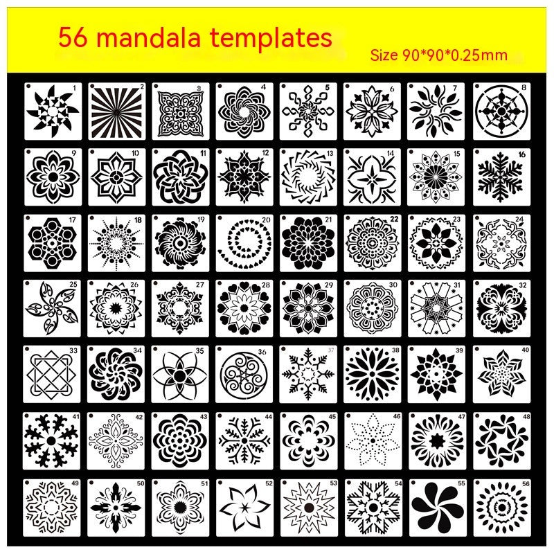 KTX-723923 36 Milky White Hollow Mandala Painting Template for DIY Wall Art