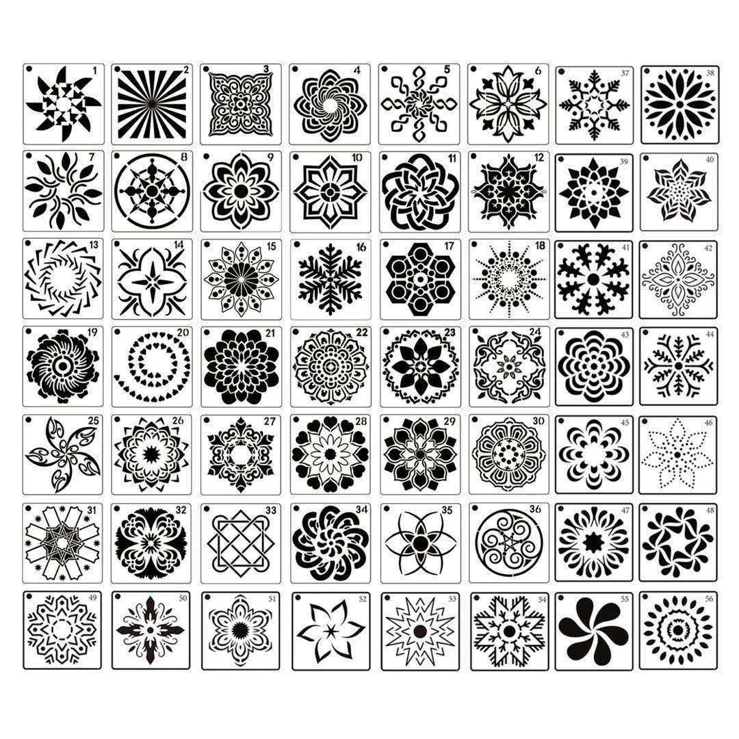KTX-723923 36 Milky White Hollow Mandala Painting Template for DIY Wall Art