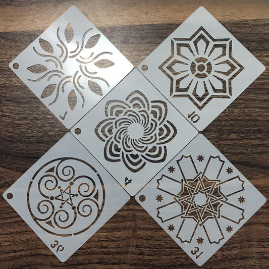 KTX-723923 36 Milky White Hollow Mandala Painting Template for DIY Wall Art