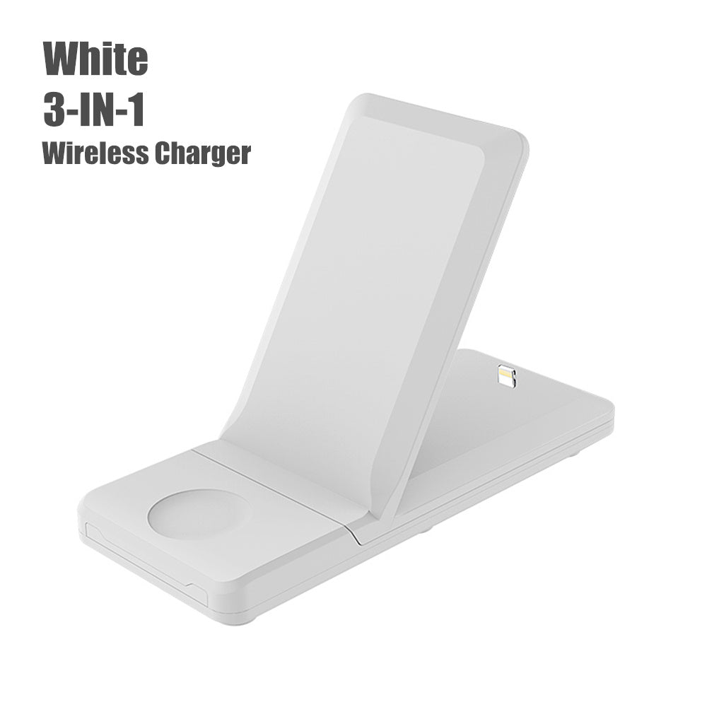 KTX-724051 Three-in-One Wireless Charging Stand - Fast Charge for Multiple Devices, Black/White/Gray/Green/Yellow