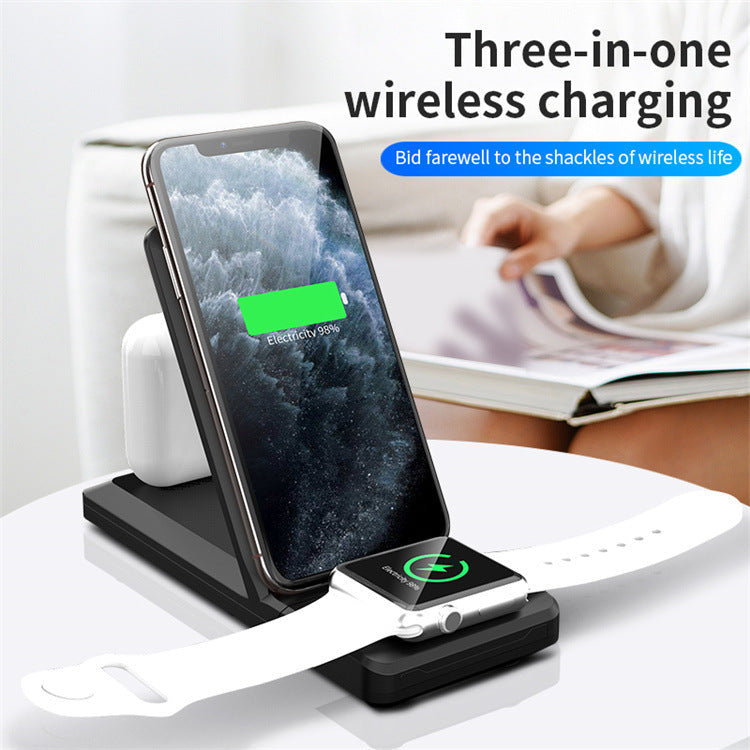 KTX-724051 Three-in-One Wireless Charging Stand - Fast Charge for Multiple Devices, Black/White/Gray/Green/Yellow