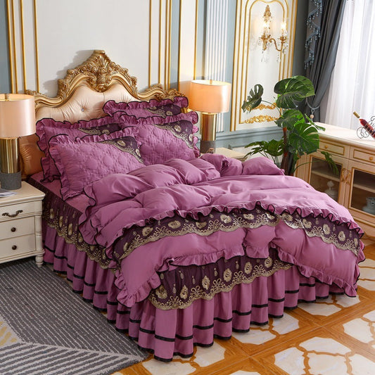 KTX-725139 European Style Quilted Bedspread Set with Bed Skirt - Various Colors Available