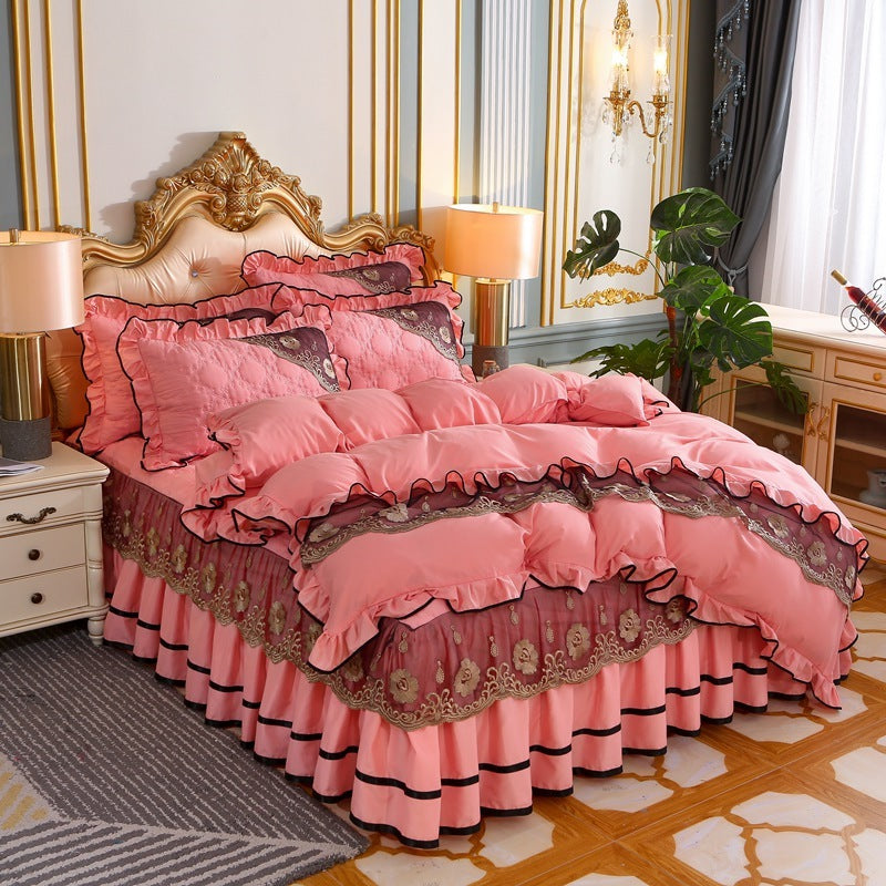 KTX-725139 European Style Quilted Bedspread Set with Bed Skirt - Various Colors Available
