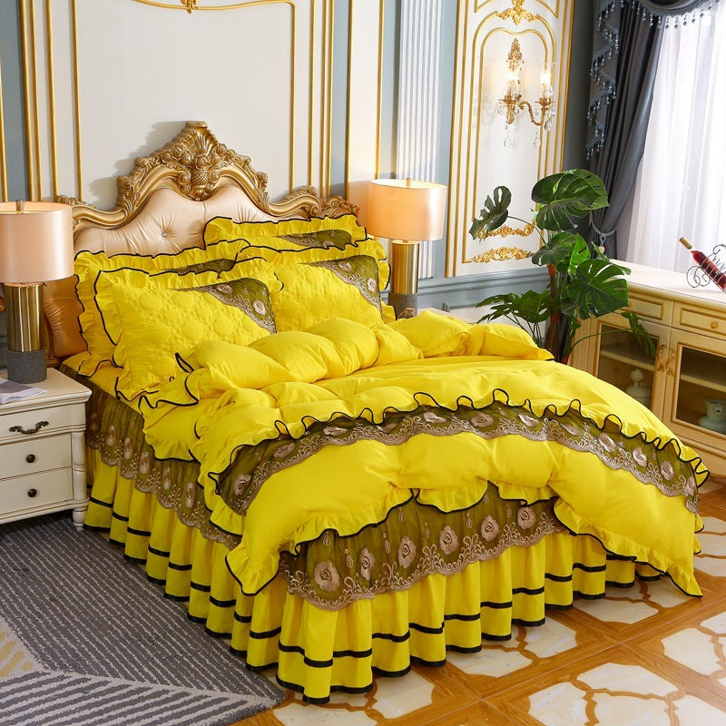 KTX-725139 European Style Quilted Bedspread Set with Bed Skirt - Various Colors Available