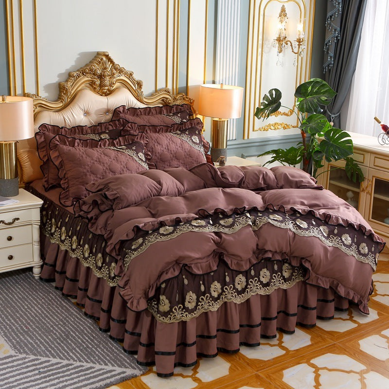 KTX-725139 European Style Quilted Bedspread Set with Bed Skirt - Various Colors Available