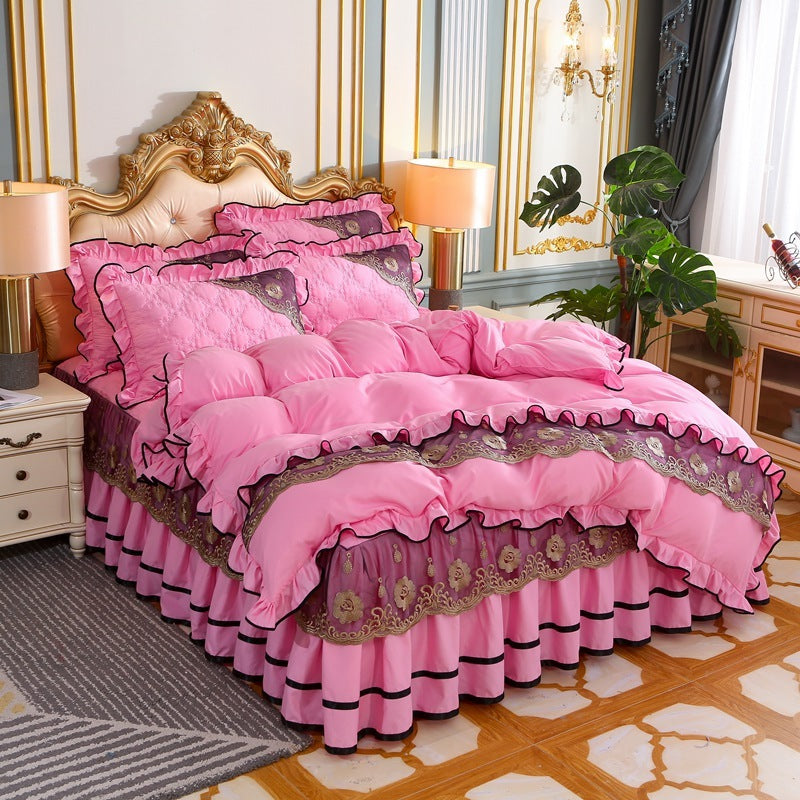 KTX-725139 European Style Quilted Bedspread Set with Bed Skirt - Various Colors Available