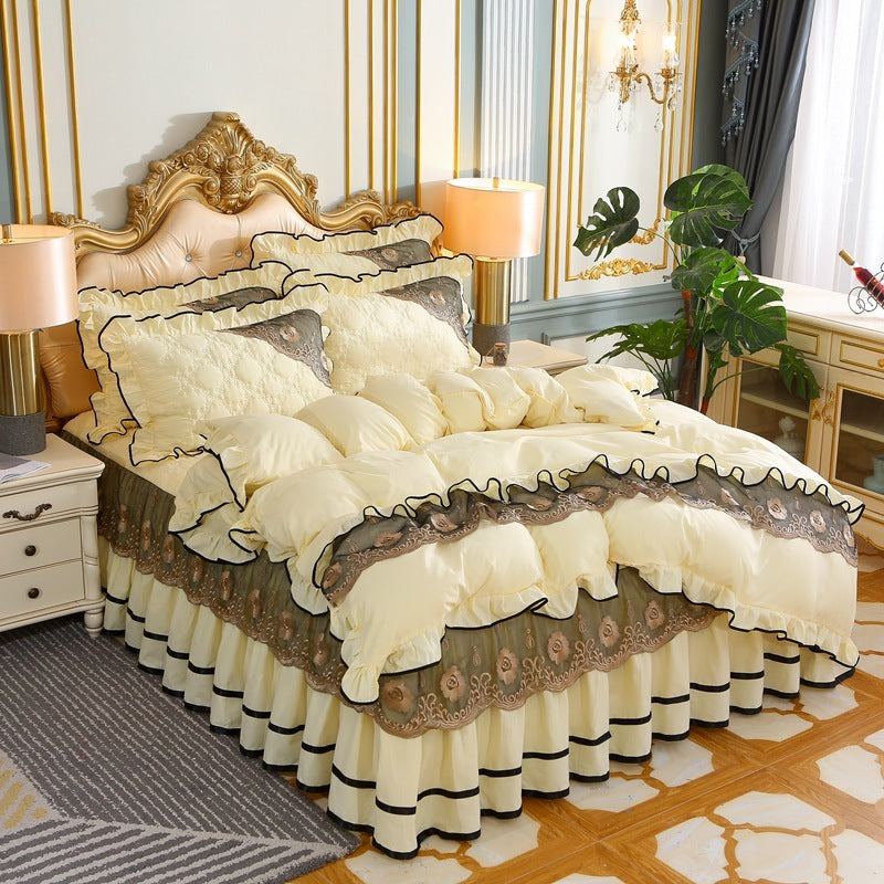KTX-725139 European Style Quilted Bedspread Set with Bed Skirt - Various Colors Available